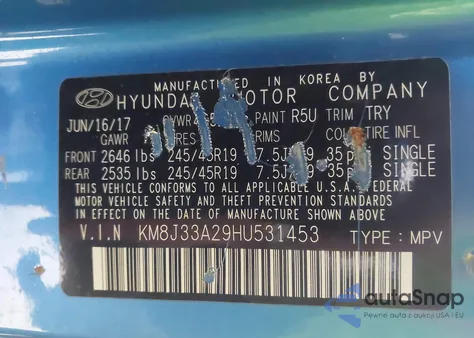 2017 Hyundai Tucson Limited from USA, damaged, VIN KM8J33A29HU531453